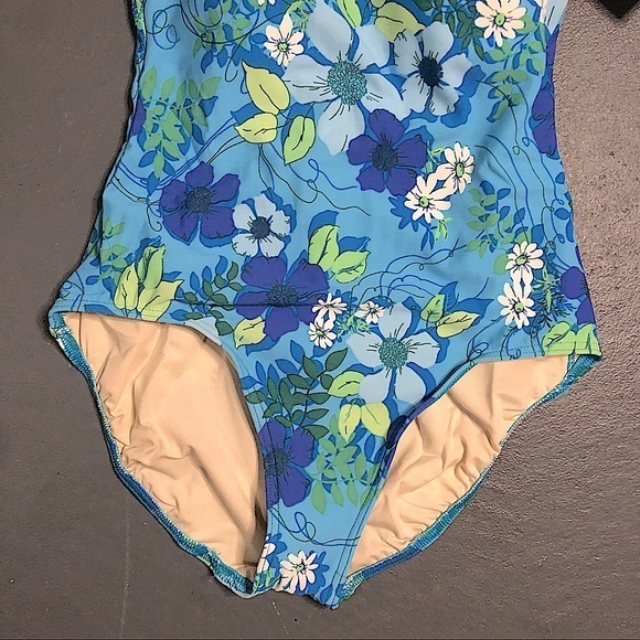 L.L. Bean One-Piece Bathing Suit Size 14 NWT’s Floral Print - Picture 2 of 6